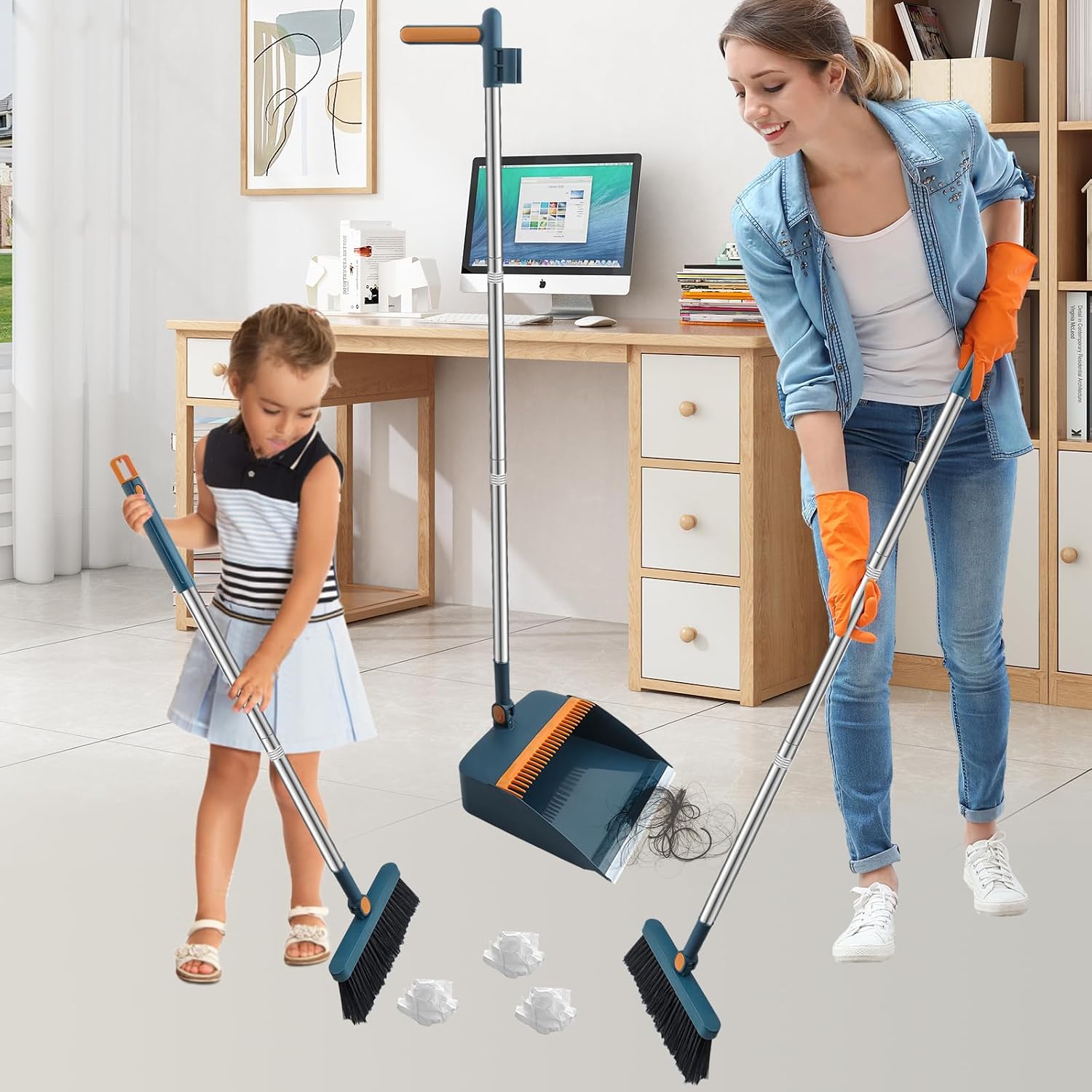 Hbala Broom and Dustpan Set – Telescopic Handle, Swivel Head