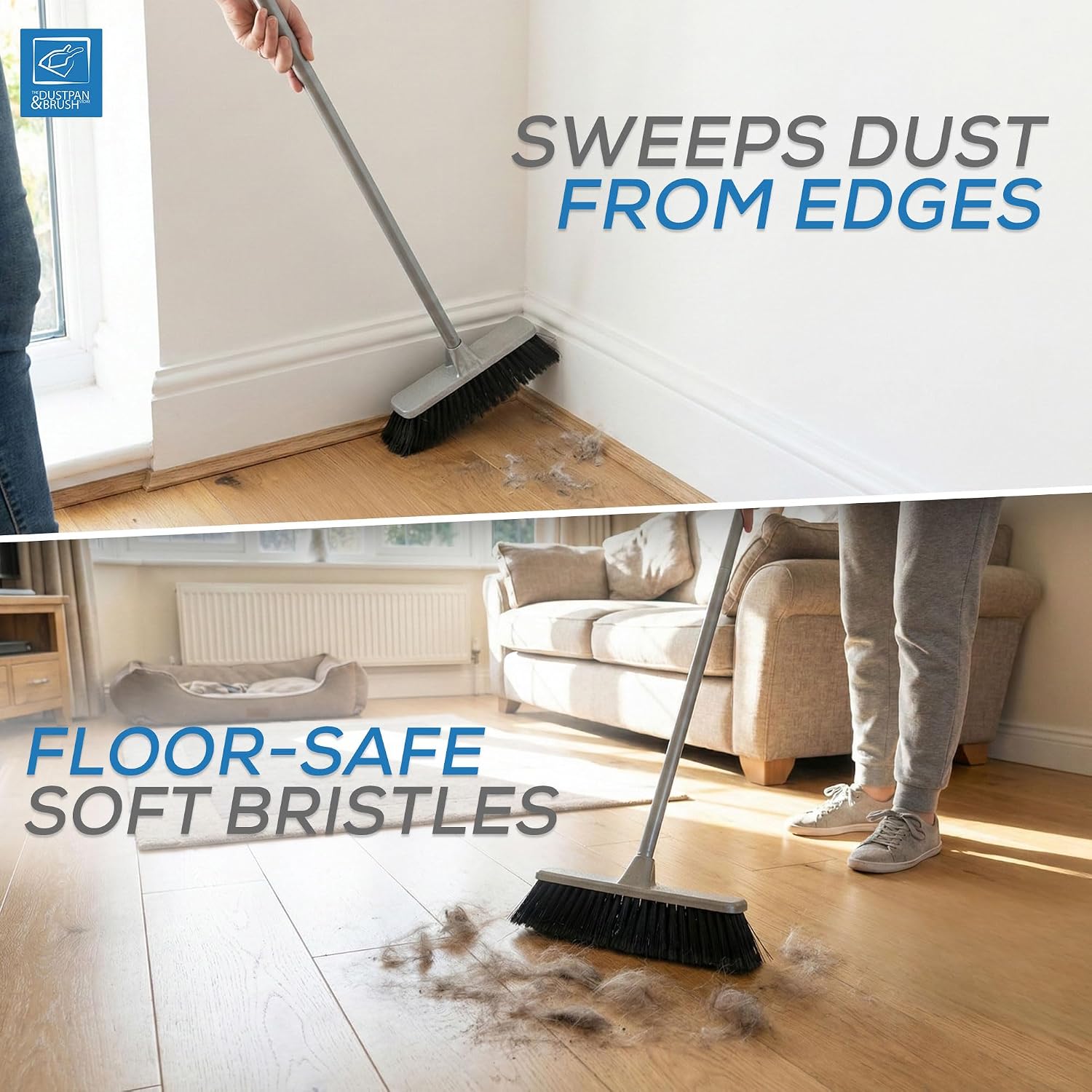 Hbala 4-Piece Home Cleaning Set – Broom, Dustpan & Brush, Scrub Brush, Dish Brush